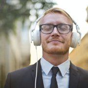 Man listening to a podcast